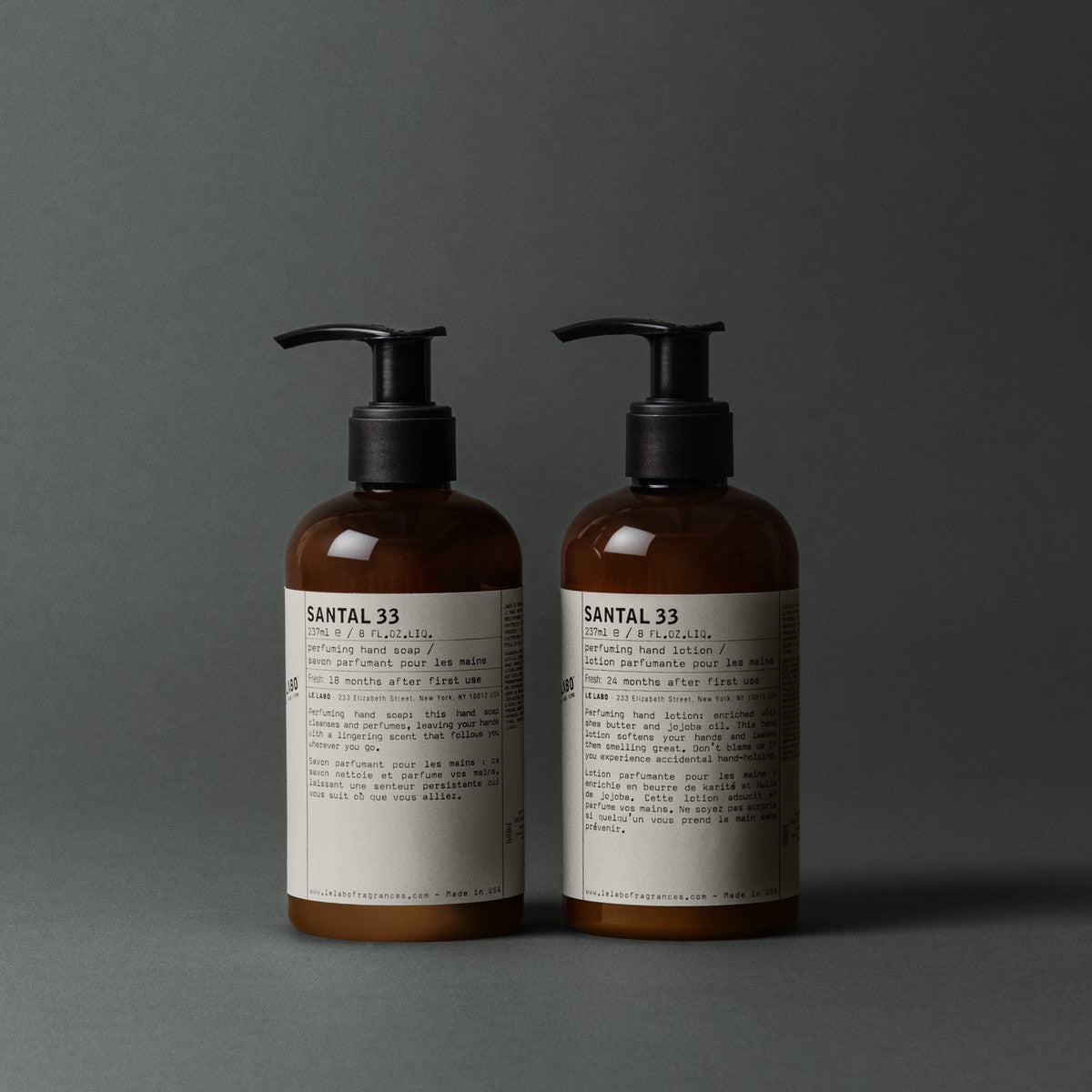 Le Labo Fragrances SANTAL 33 HAND CARE SET | perfuming hand soap & lotion